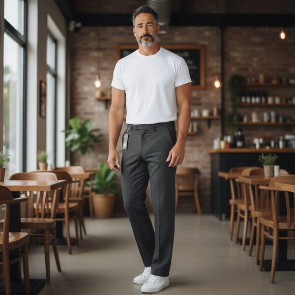 100% Laine Vierge Woolmark Neufs Pantalon Vintage Homme Sears Taille 44 - Picture 1 of 11